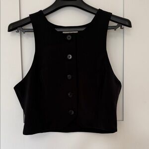 Aritzia Black Cropped Button Vest
